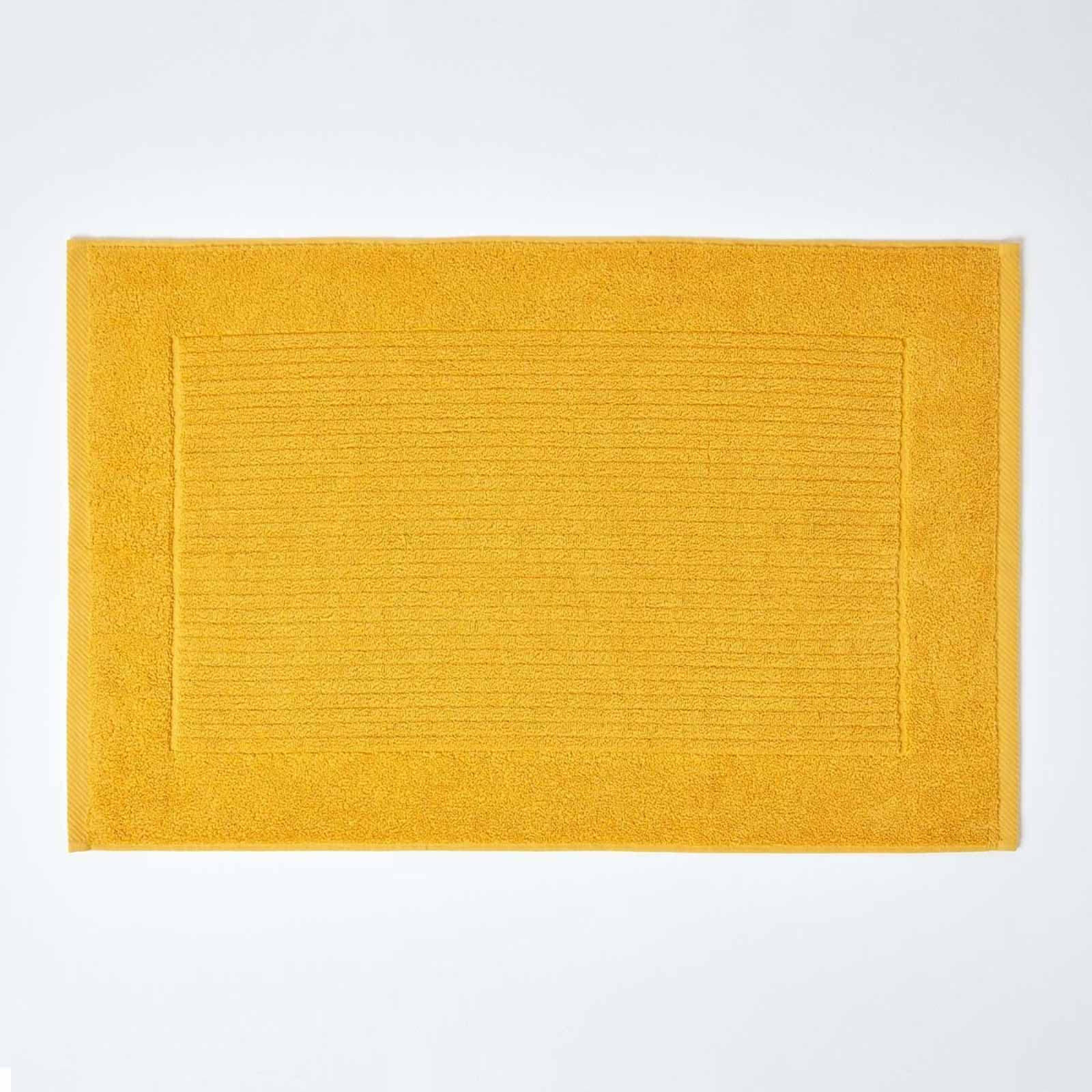 Homescapes (Ochre) Check 100% Cotton Non Slip Bath Mat