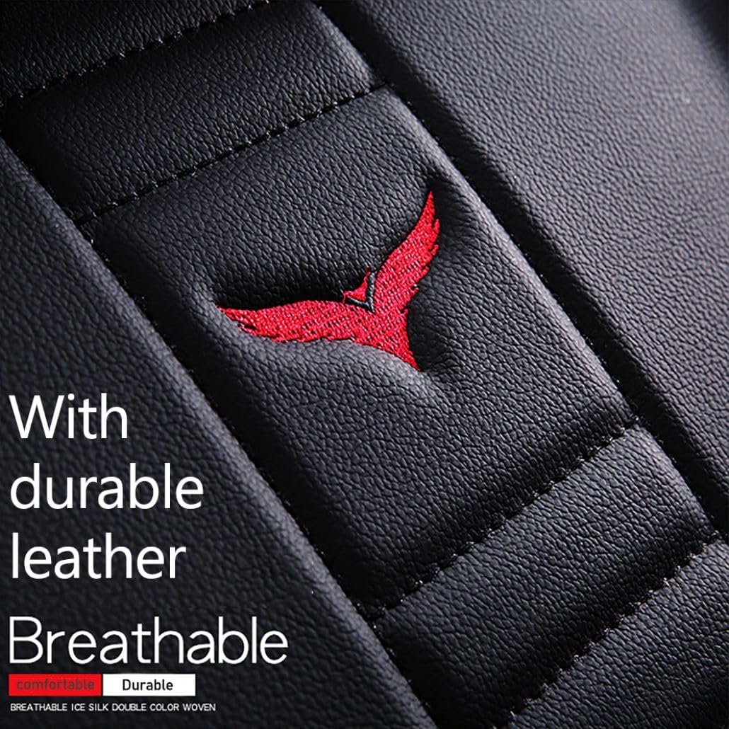 for Chevy Malibu Seat Covers 2016, 3D Protection Faux Leather Seat Protector Car Interior Covers with 2 * Neck Pillow & 2 * Lumbar Support (Black and Red, Full Set)