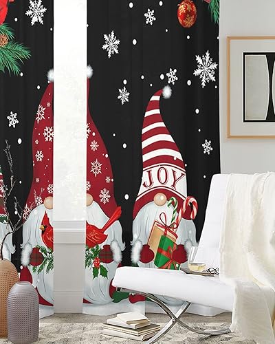 Miniatura 9 de Cortinas traslúcidas de Navidad de 72 pulgadas de largo, juego de 2 paneles de cortinas para cocina, dormitorio, sala de estar, pasillo, puerta