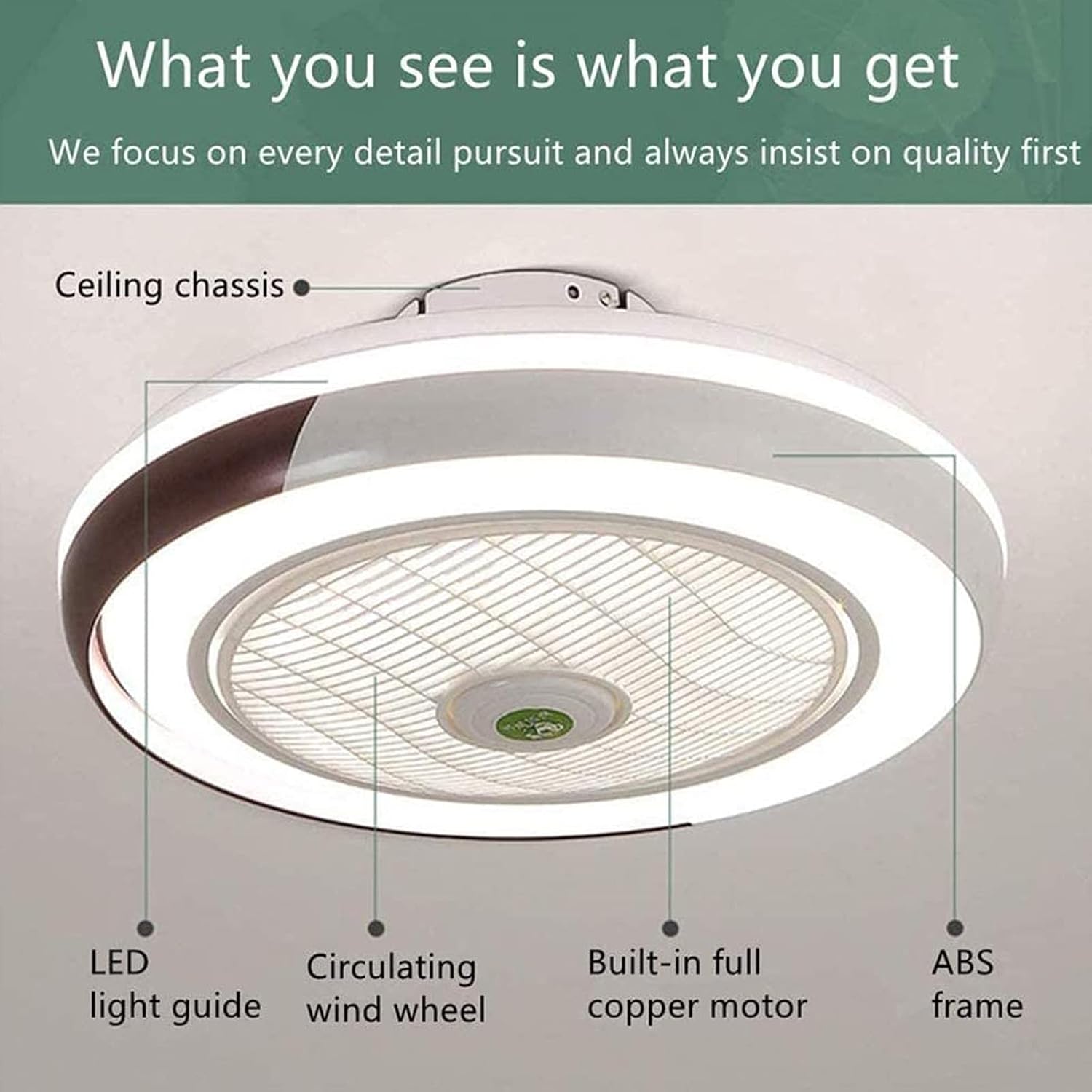 YUEGOO Ceiling Fans with Lamps,Ceiling Fan with Light Dimmable, Led Fan Chandelier with Remote Control 3 Speed Adjustable Modern Invisible Ceiling Fan Lamp Dining Room Bedroom Living Room/220V