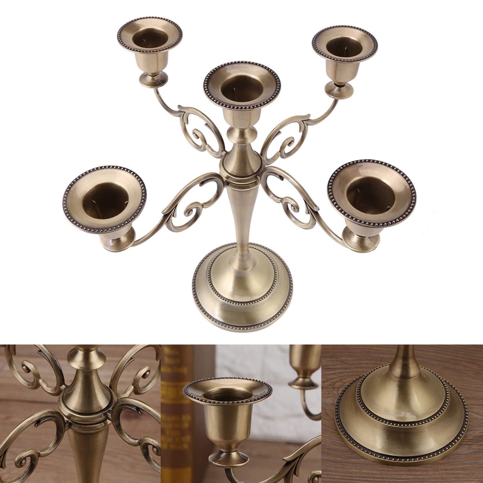 ANGGREK European Style Exotic Exquisite 5 Arms Candelabra, Alloy Sturdy 5 Arms Candle Holder, for Dinner Party and Formal Event Centerpiece (Five-Headed Qinggu)