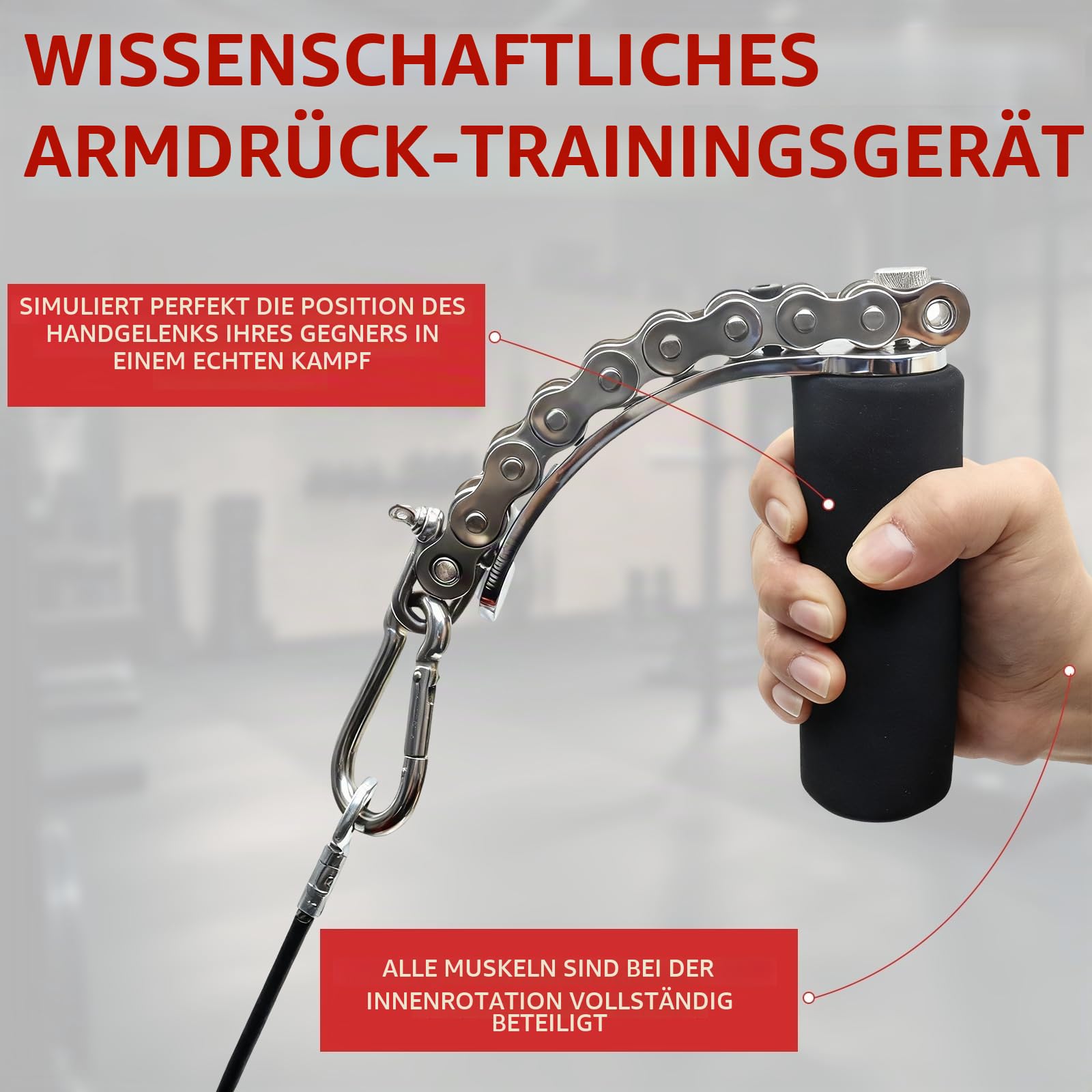 AHTAPFON Arm Wrestling Training Equipment Handle,Drehbarer Handgelenkstab für Handgelenk, Unterarm, Griffkrafttraining, Armwrestling-Trainingsgerät