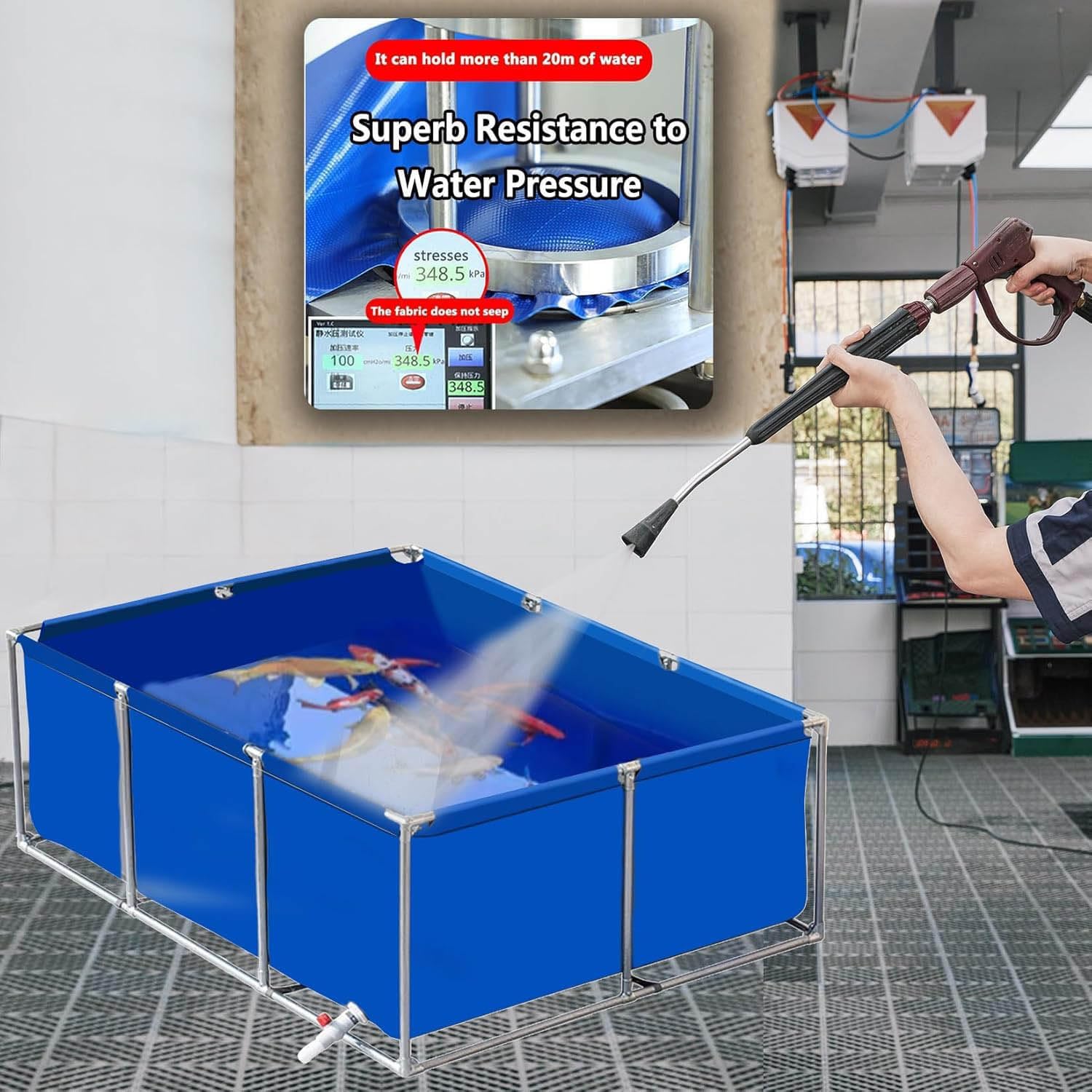 Durable Outdoor Aquaculture Tank with Bracket, Portable Fish Farming Pond for Irrigation & Aquatic Use, Heavy-Duty Water Cistern for Aquaculture Solutions