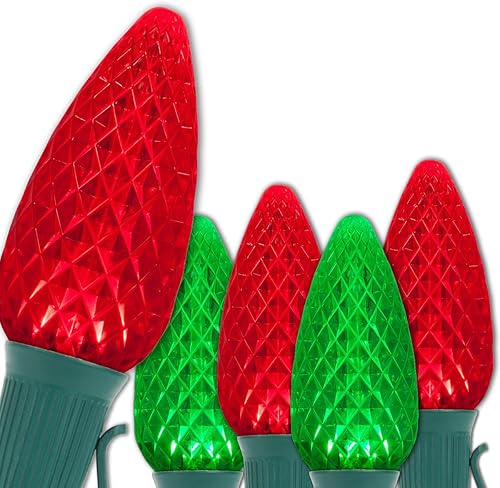 Miniatura 15 de Wintergreen Lighting 25 C9 OptiCore LED Luces Comerciales de Navidad para Exteriores – Luces de Cadena de Navidad de Servicio Pesado; Cable Verde