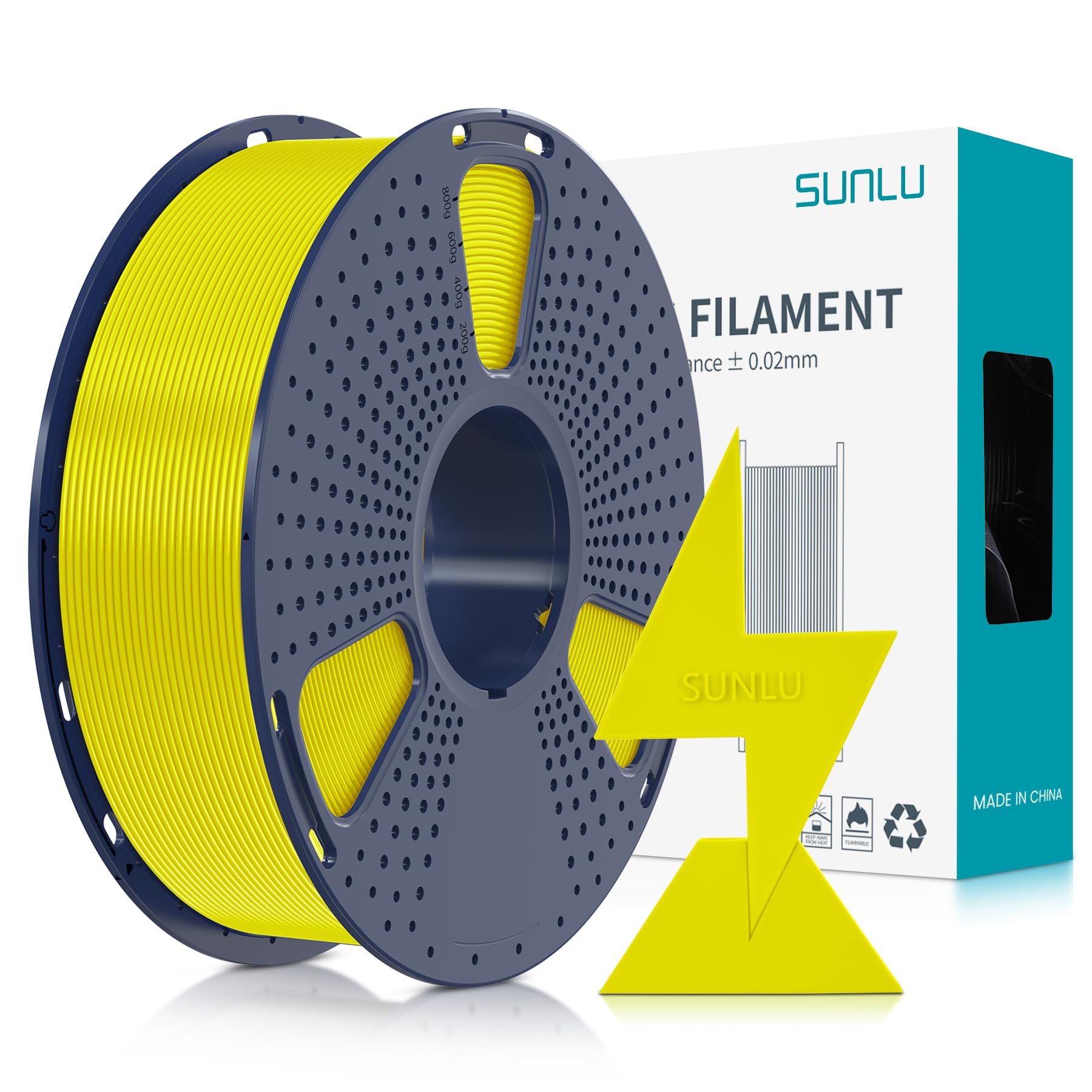 SUNLU Alta Velocità Filamento PLA 1.75mm, Filamento per Stampante 3D Veloce ad Alto Flusso, Progettato per una Stampa 3D Veloce, Precisione Dimensionale +/- 0.02 mm, Filamento HS-PLA, 1KG Giallo