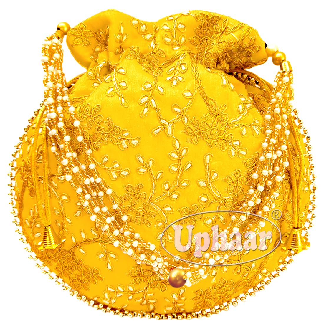 Uphaar Rajasthani Women's Embroidered Handbag Potli Wallet (YELLOW)-image-21