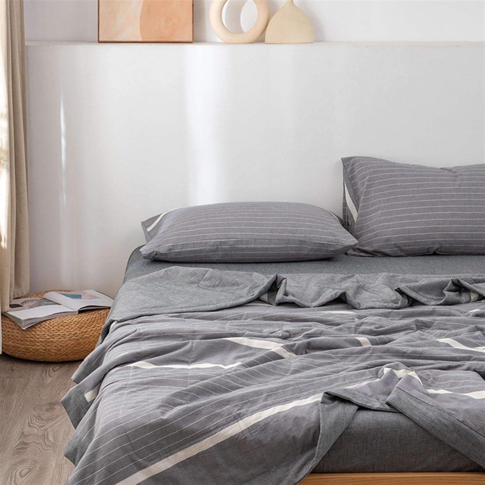 uyeoco Edredón Verano Algodón Edredones Relleno Fibras Cama Matrimonio Individual (#13,110x150cm Gris)
