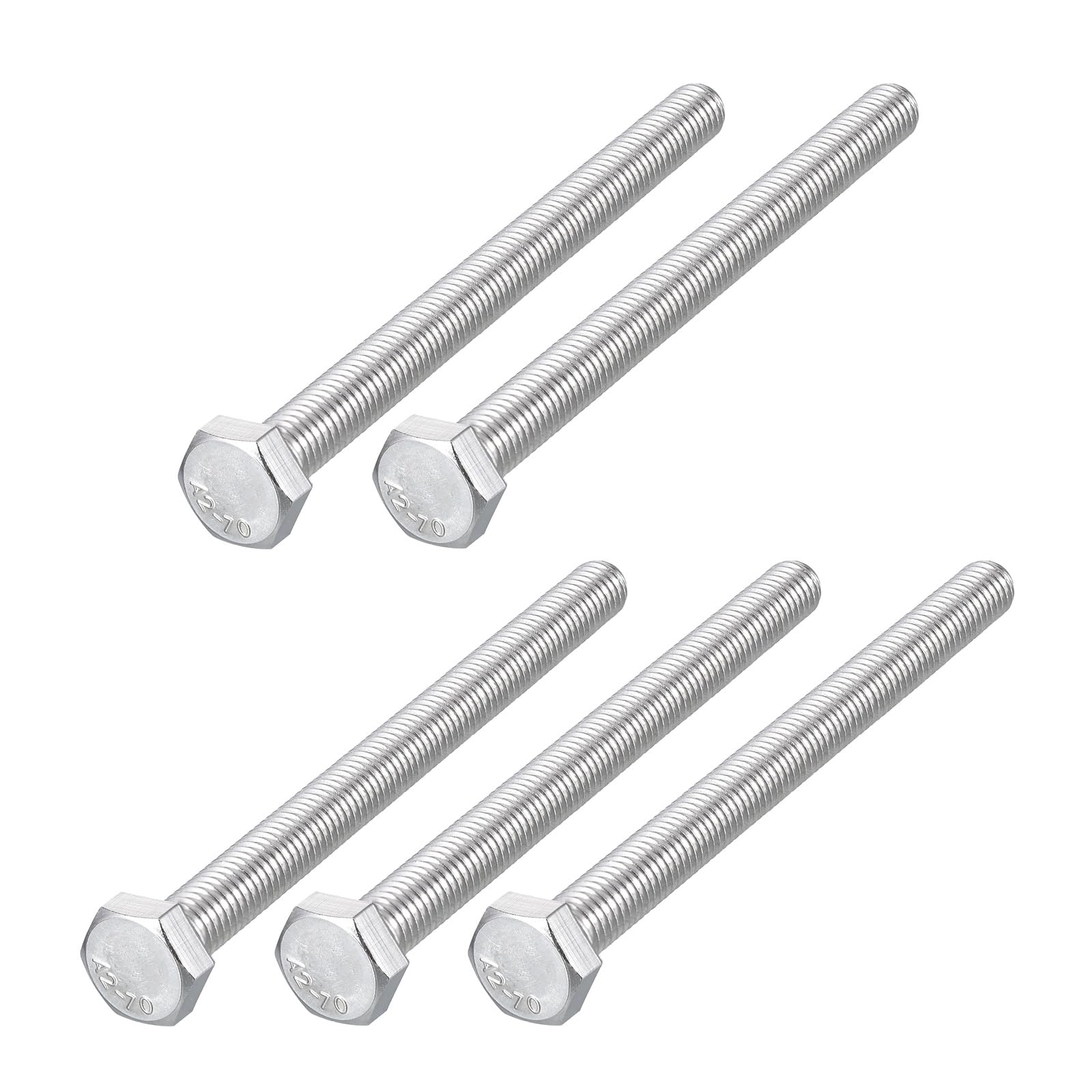 METALLIXITY Hex Bolts (M8-1.25x90mm) 5Pcs, 304 Stainless Steel Coarse Fully Threaded Hex Head Screw Bolt Machine Screws