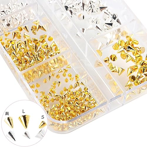 Miniatura 4 de Mini remaches de metal punk, dijes de uñas de cono dorado y plateado para arte de uñas, clavos de aleación, joyas de uñas, dijes de uñas para uñas