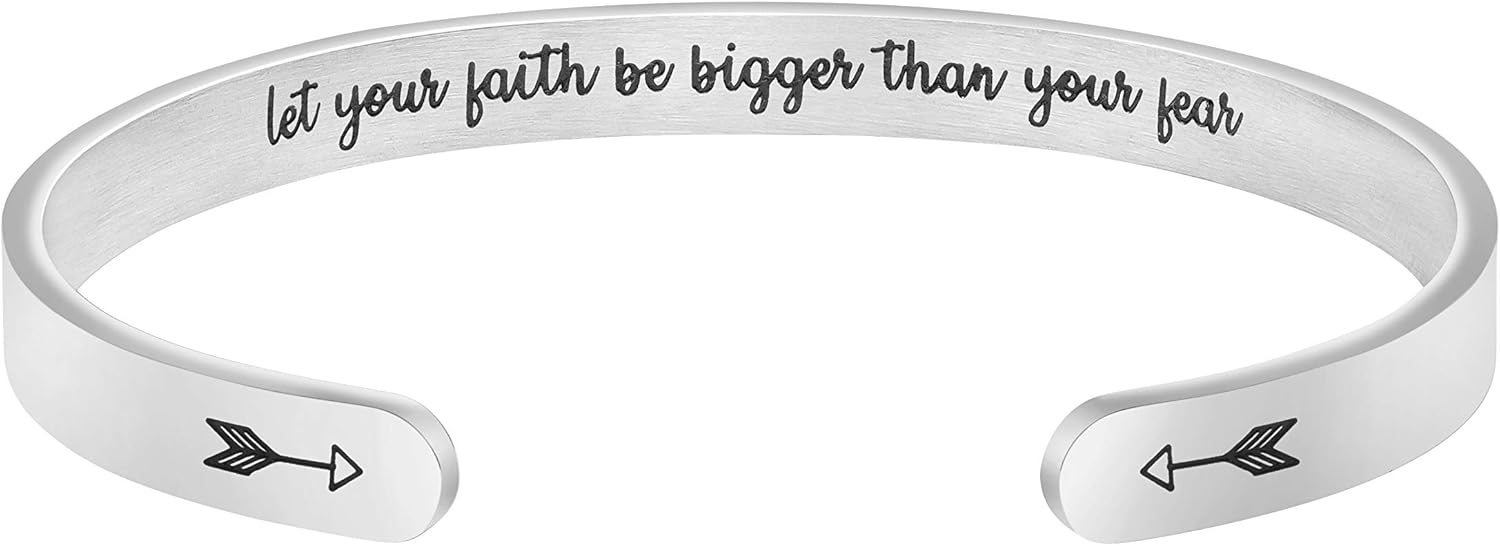 Inspirational Bracelets Funny Gift for Her Friend Encouragement Jewelry Personalized Mantra Cuff Bangle Engraved Keep Going Bracelet: Clothing, Shoes & Jewelry