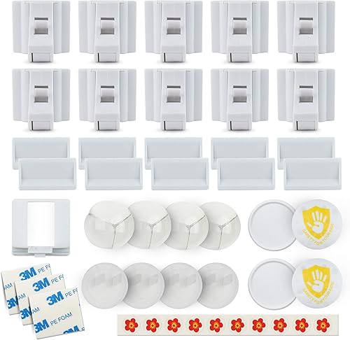 Miniatura 2 de A prueba de bebés juego de 37 cerraduras de gabinete para niños 10 cerraduras magnéticas de gabinete  2 llaves 8 protectores de esquina