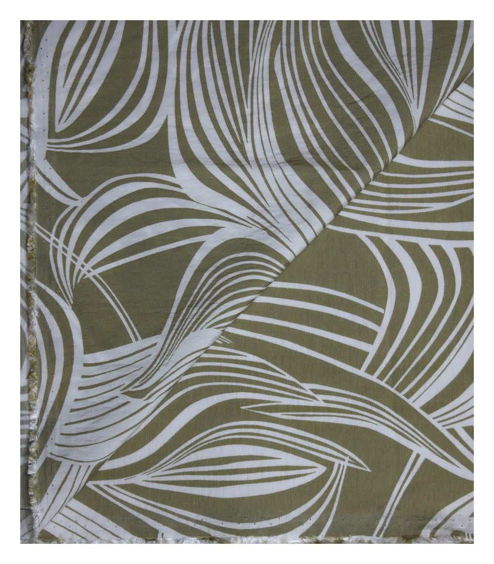 Viscose Blended Crushable Green Colour Printed Unstitched Shirt Fabric - 1.60 Meters / VV1103-image-14