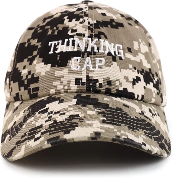 Trendy Apparel Shop Thinking Cap Embroidered Dad Hat Adjustable Cotton Baseball Cap