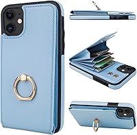 Vista 16 de Folosu Funda compatible con iPhone 11 con tarjetero, rotación de 360°, soporte de anillo de dedo con función atril, protección RFID, bloqueo RFID