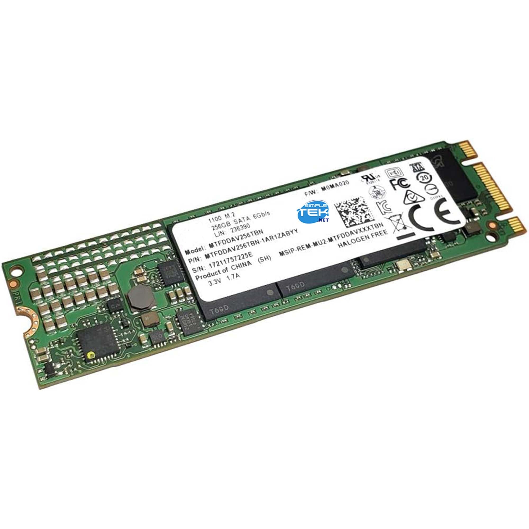 SIMPLETEK Wewnętrzny dysk SSD M.2 SATA 2280 256 GB, NGFF, technologia 3D NAND, do notebooków i komputerów PC (odnowiony)