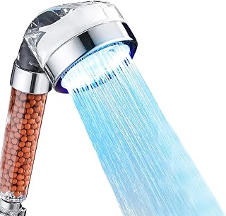 Led Shower Head Ionic Filtration,Ionic Handheld Shower Heads,High Pressure Water Saving 7 Colors Changing Light for Fixing Dry Skin & Hair