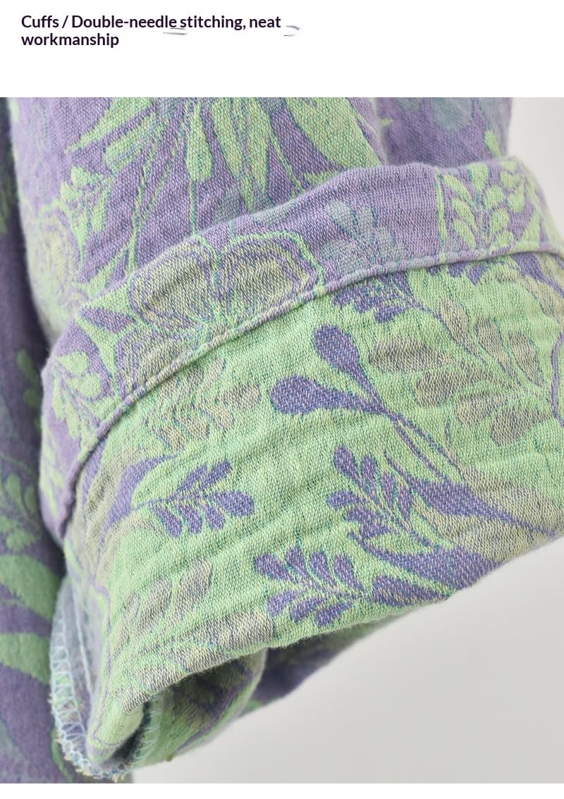 PRINCESS BRIDE Pijama de muselina suave jacquard de doble capa para mujeres y hombres, elegante bata de baño transpirable