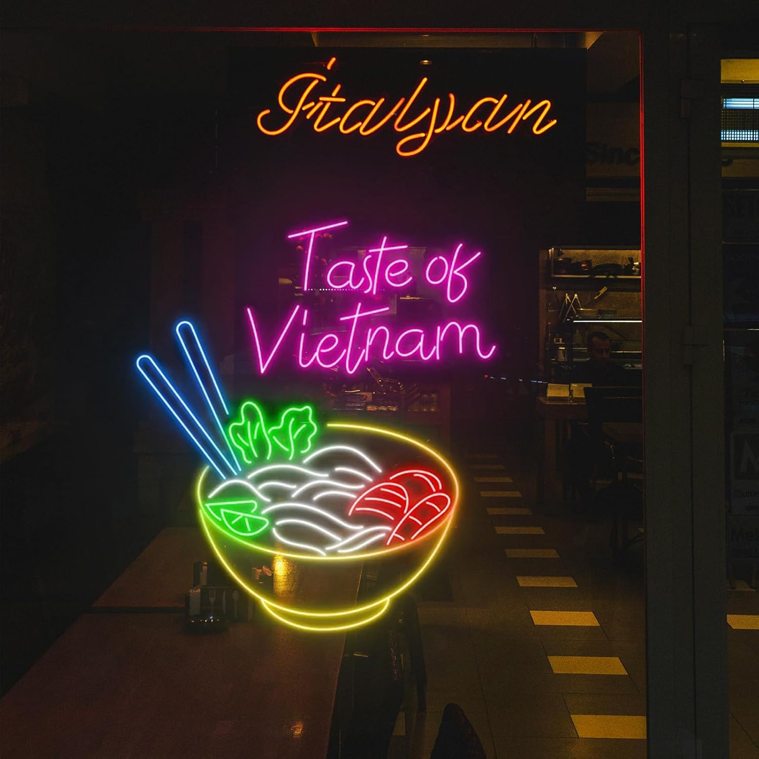 Taste Of Vietnam Pho Noodle Neon Sign LED Led Lights Custom Neon Light Up Signs Business Wall Decor for Vietnam Restaurant Decor, Party, Bar, Man Cave 20inch