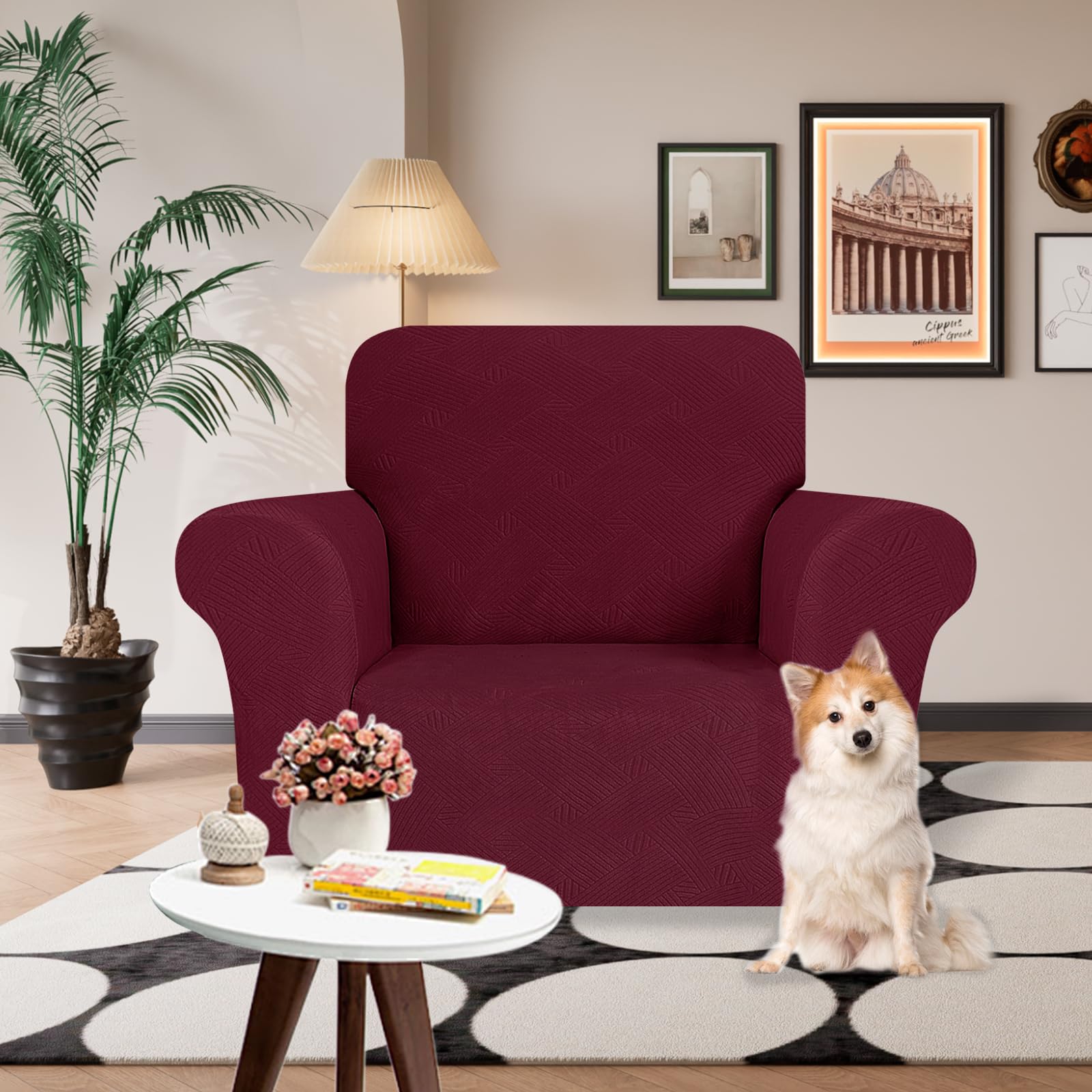 Copridivano 2 Posti YSTELLAA Antigraffio - Tessuto Elasticizzato Verde Chiaro - Foto 8