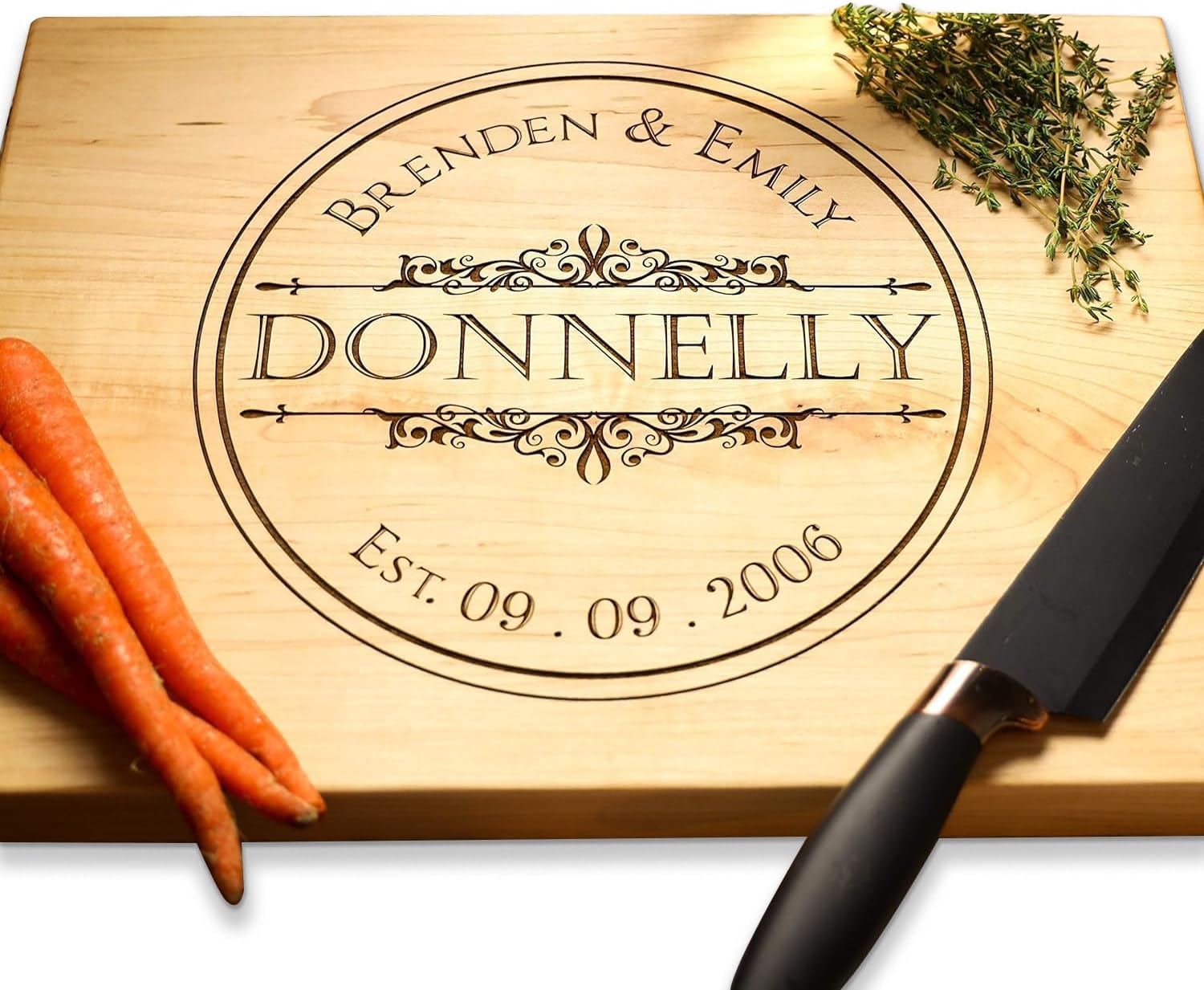 USA Handmade Wood Cutting Board Laser Etched With your Anniversary Date and Names! Sizes SM-XXL Wedding gifts, Anniversary Gifts, Christmas Gifts, or Bridal Shower Gifts By Naked Wood Works