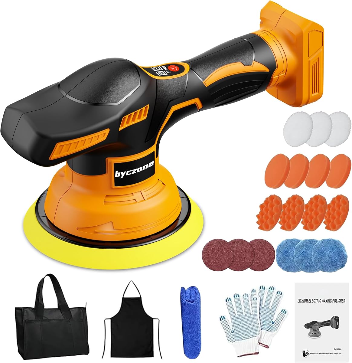 6-Inch Buffer Polisher Compatible with DEWALT 20V Battery, Tool Only | Orbital polisher with 8 variable speeds and 25 accessories for car polishing and waxing. Battery not included.