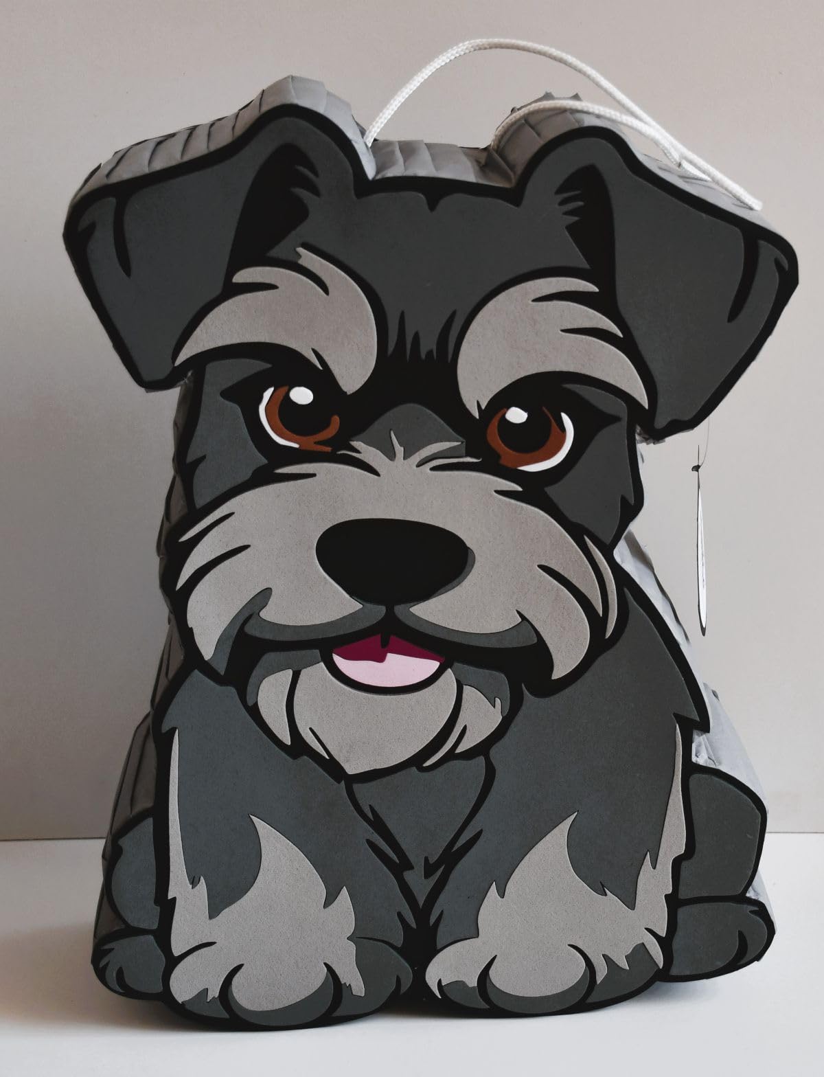 Piñata cumpleaños infantil hecha a mano Perrito Schnauzer (Grande 60x45x10 Centímetros)