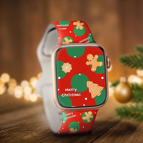 Miniatura 10 de Paquete de 2 correas de regalo de Navidad compatibles con Apple Watch de Navidad para mujeres de 1.772 pulgadas, 1.732 pulgadas, 1.654 pulgadas,