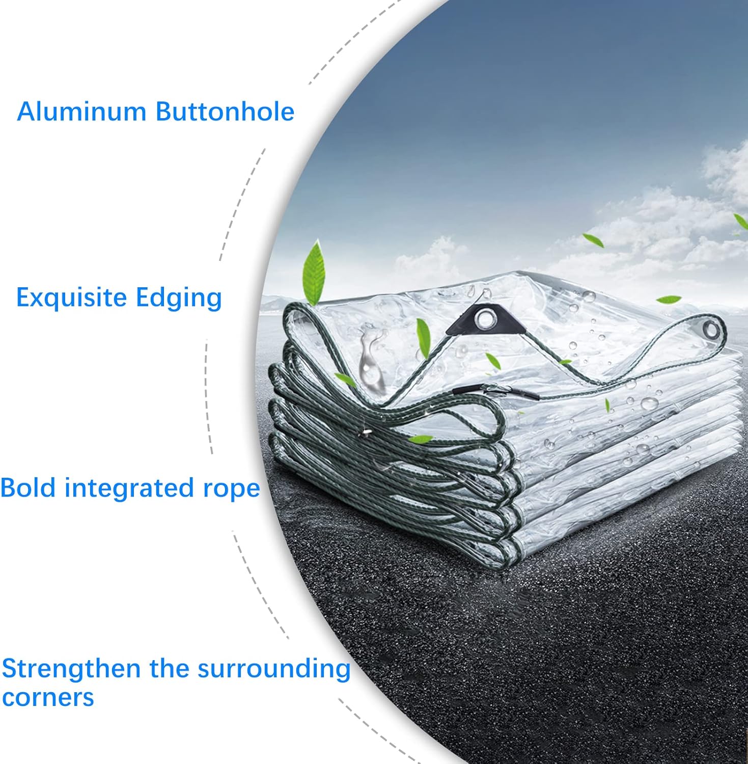 Plant Cover Transparent Tarpaulin- Waterproof PVC Plastic Tarp with Eyelets, Flower Plant Sheet Covers Rainproof, 400g/m² (Size: 94.5 x 157.5inch