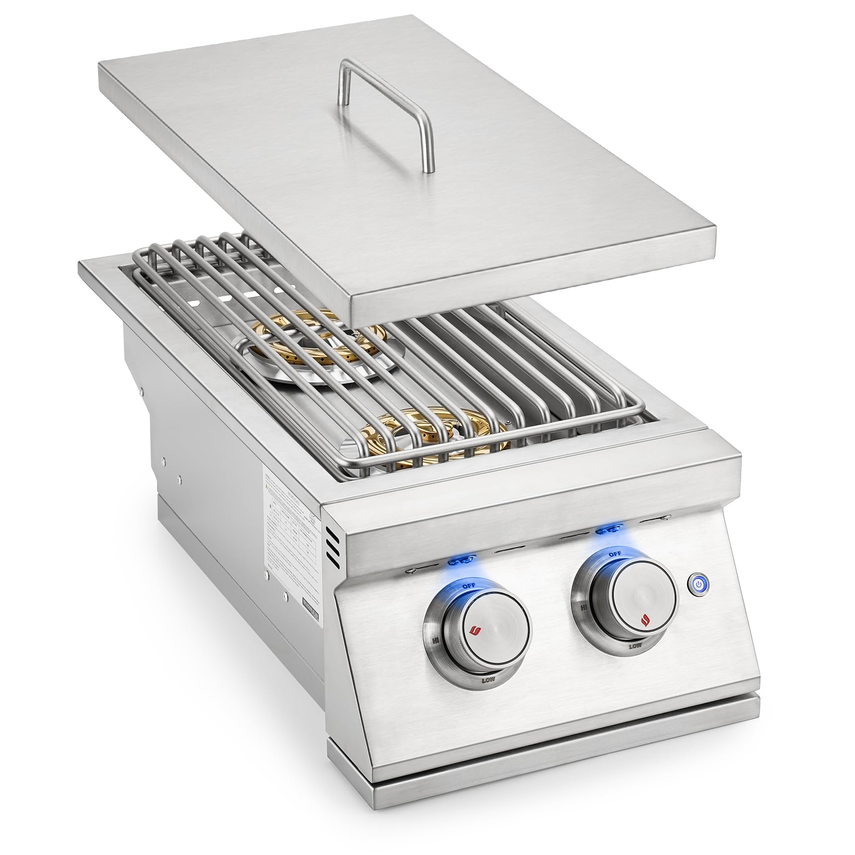 Hygrill - Quemador de propano líquido de doble cara de 24,000 BTU, quemador lateral doble integrado para cocina al aire libre, parrilla isla de barbacoa al aire libre 3