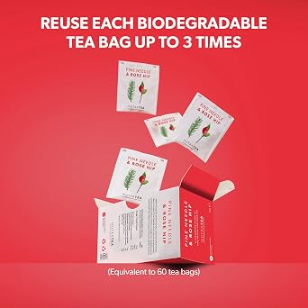 Nutra Tea Pine Needle & Rose Hip Tea for Immune Support, 40 Tea Bags