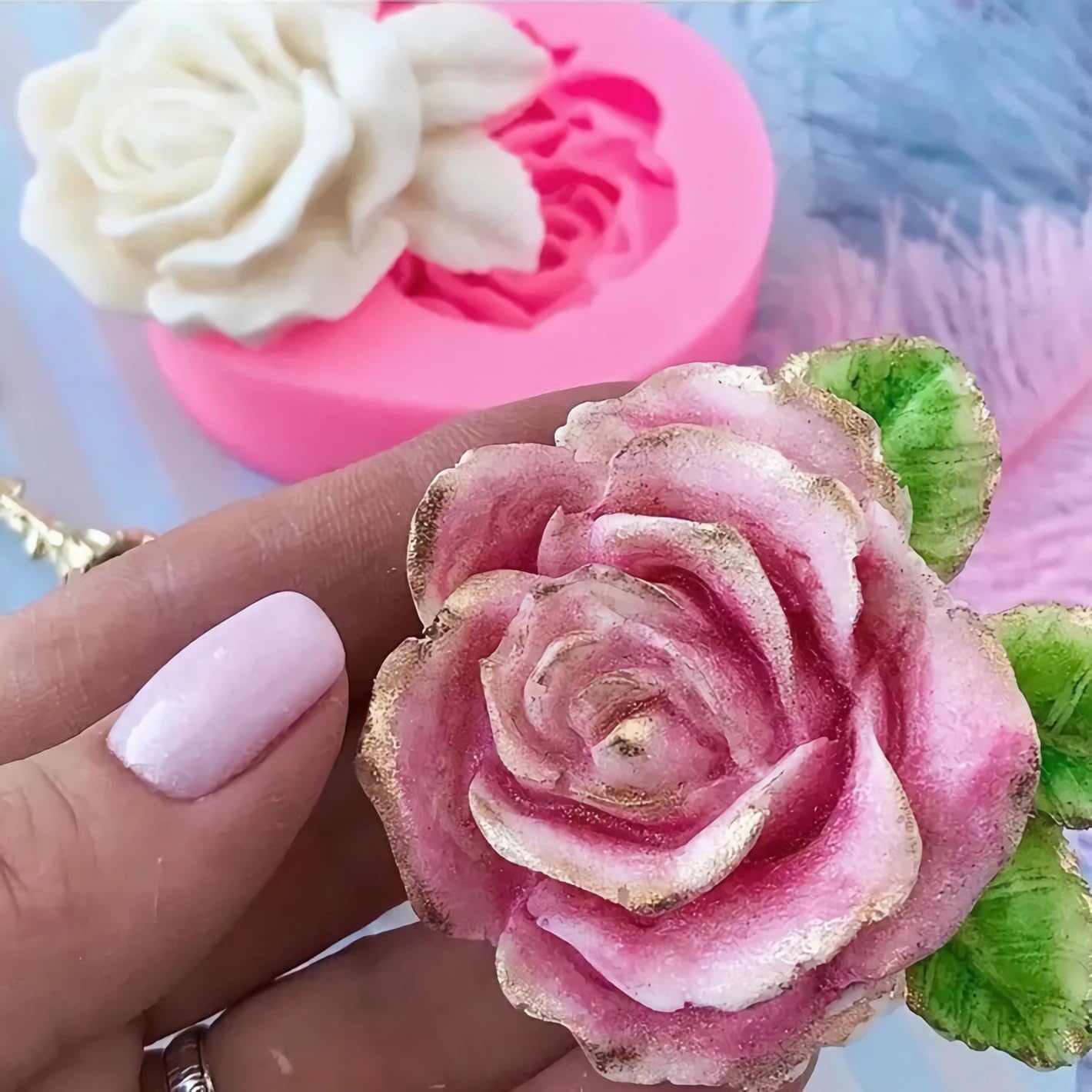 KitBeads Rosen-Silikonformen, 2 Stück – Für Fondant, Seife, Harz, Romantische 3D-Blumen