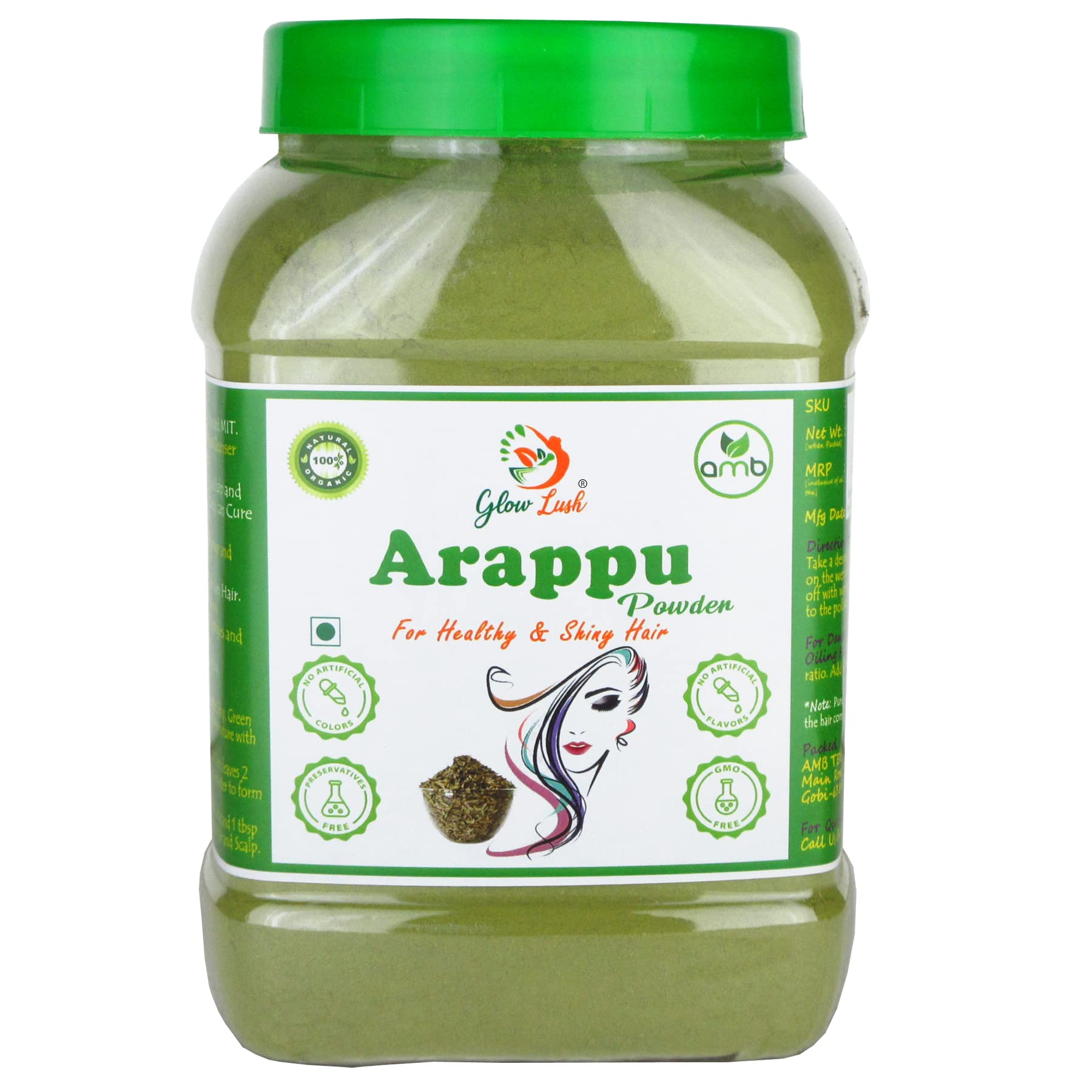 100% Natural Arappu Powder for Herbal Hair Wash (500g), All, 1 Count