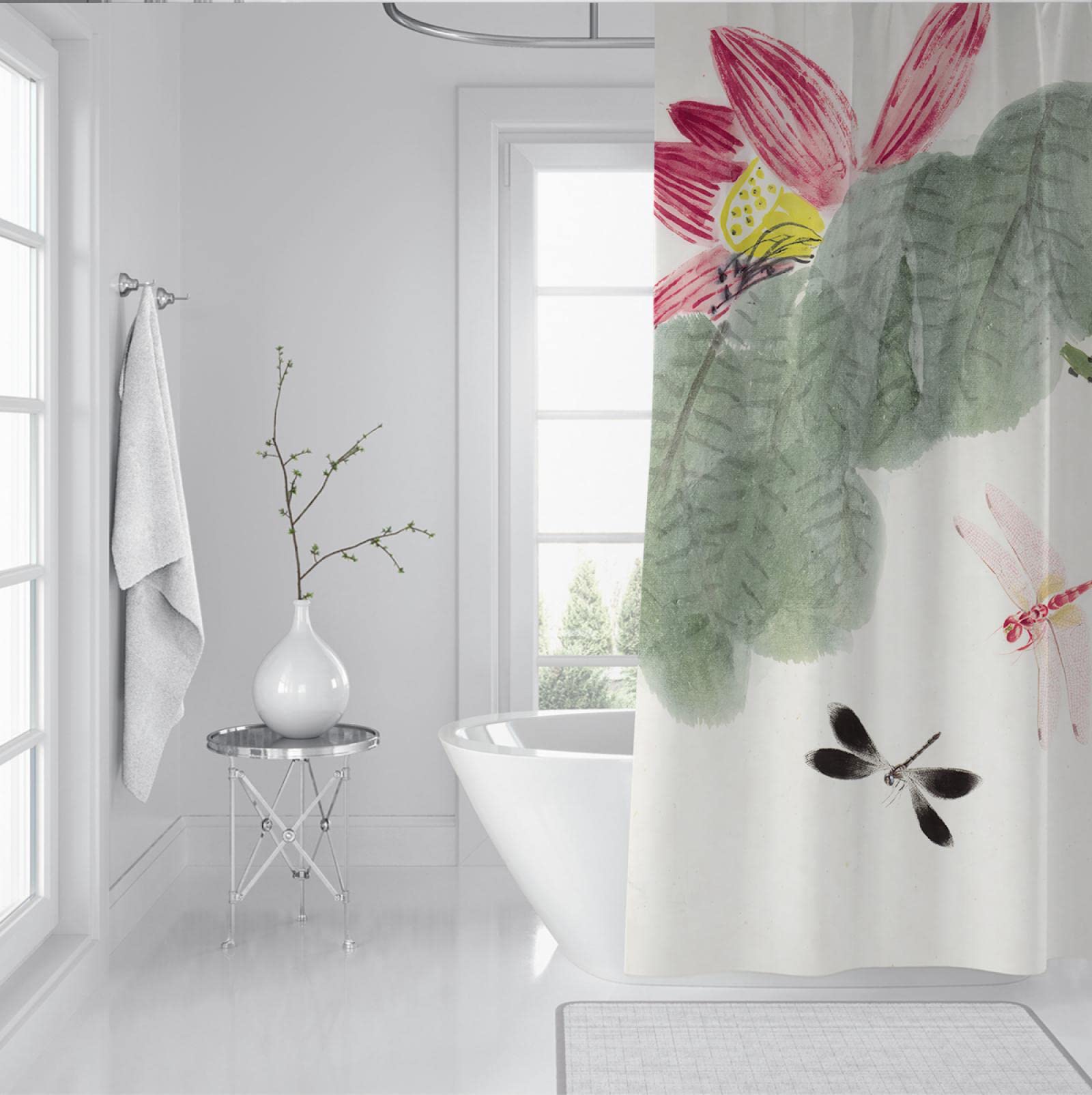 Spa Dusche Vorhang Steine Aromatische Kerzen Stoff Stoff Badezimmer Dekor Set mit Haken Trockene und nasse Trennung Trennvorhang 200Wx200Lcm
