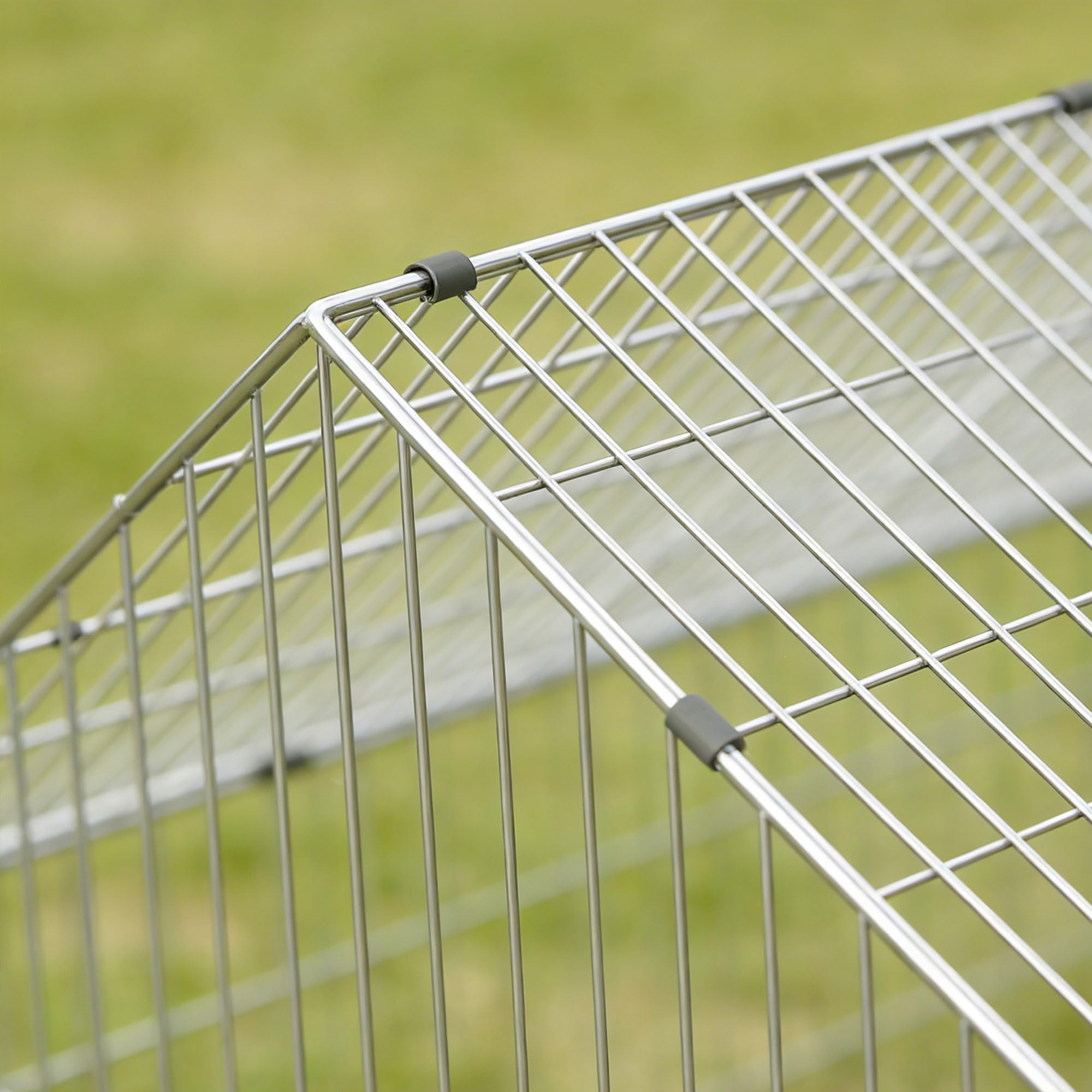PawHut Parc Enclos Cage Lapin Extérieur, Structure Acier avec 2 Portes Verrouillables et Protection Pare-Soleil Toit Incliné, pour Lapins Poulets Canards Petits Animaux, 180x75x75 cm, Vert