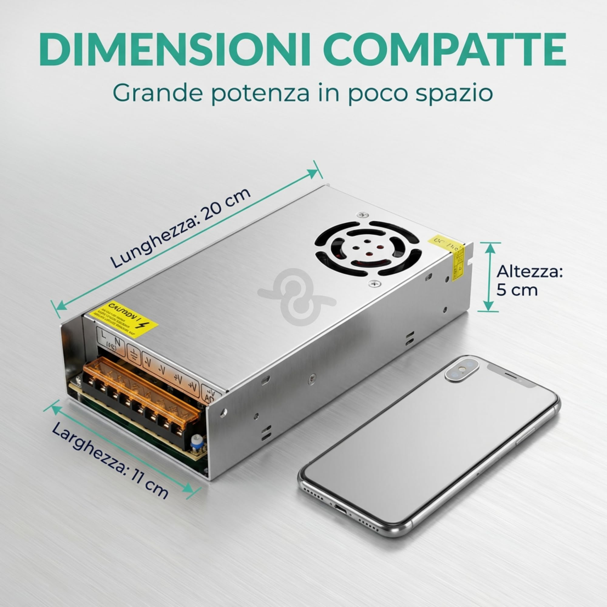 TEMPO DI SALDI Trasformatore 220V 12V 360 W Corpo in Metallo 20 x 11 x 5 cm - Alimentatore 12v 30A Stabilizzato, per Alimentatore Striscia LED, Telecamere a circuito chiuso, Router e altri dispositivi