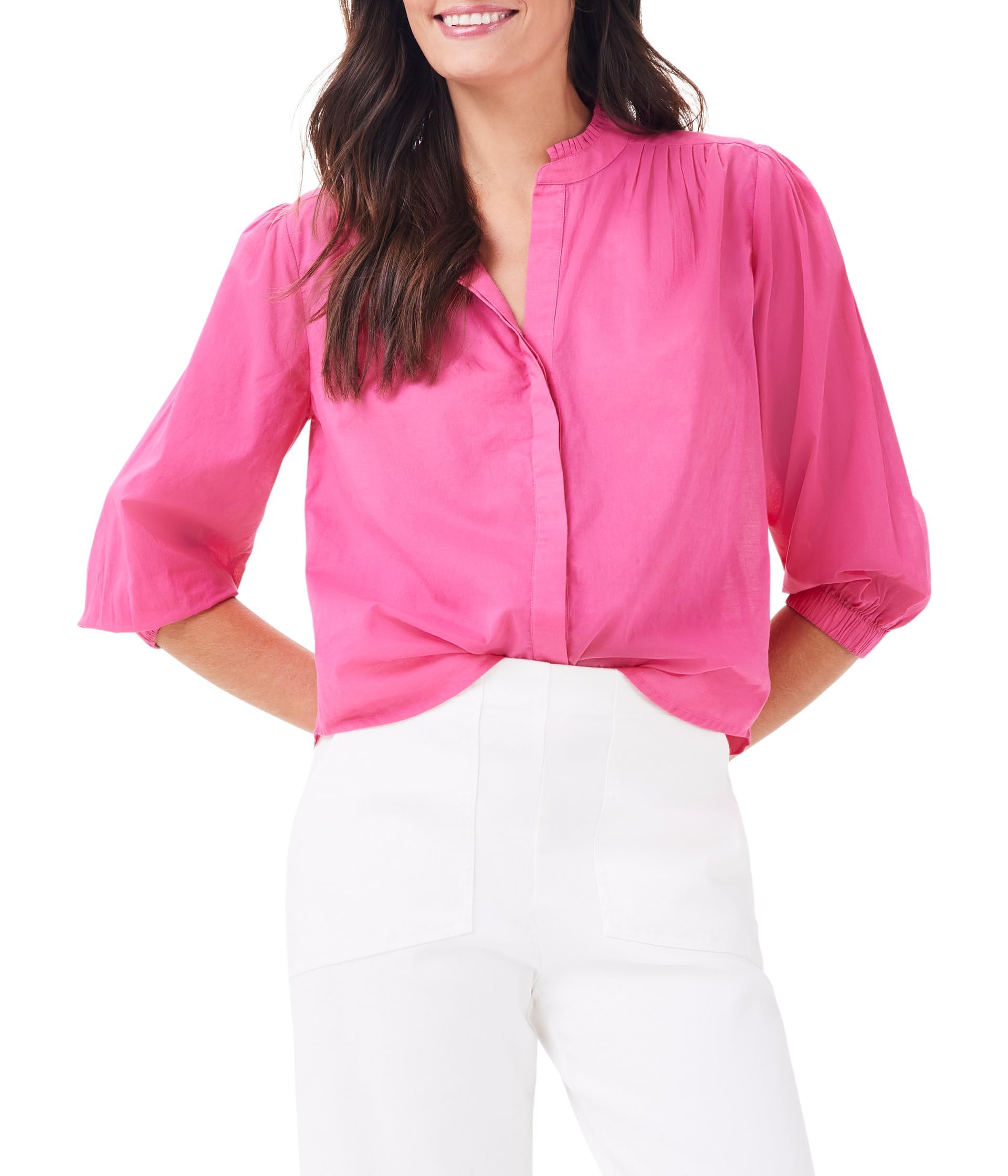 Medium) NIC+ZOE Women's Cotton Girlfriend Shirt