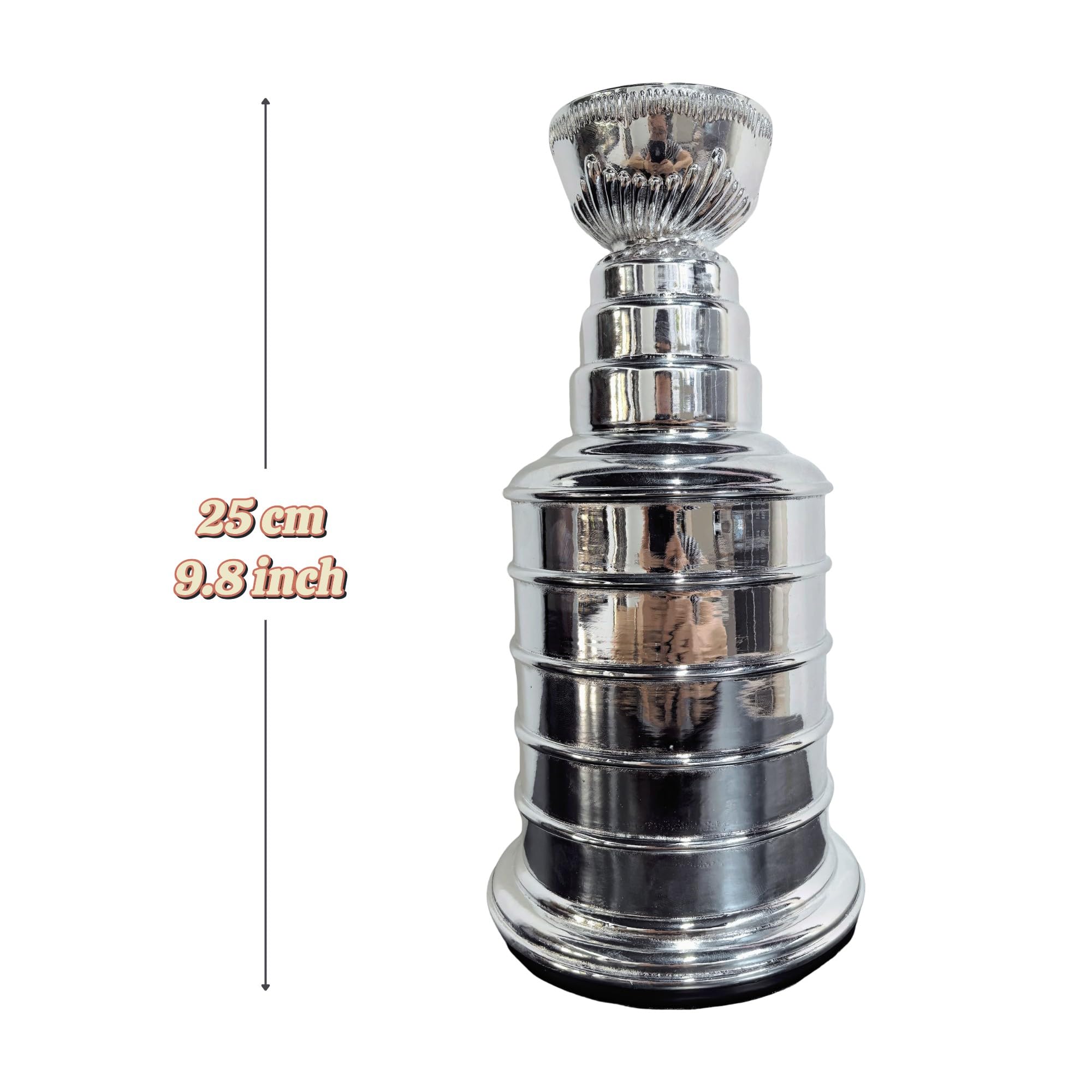 25,4 cm silberne Eishockey-Champion-Trophäe, Miniatur-Stanley-Cup-Nachbildung, Chrom-Silber-Hockey-Fans, Spieler, Trainer, Sammler-Geschenk