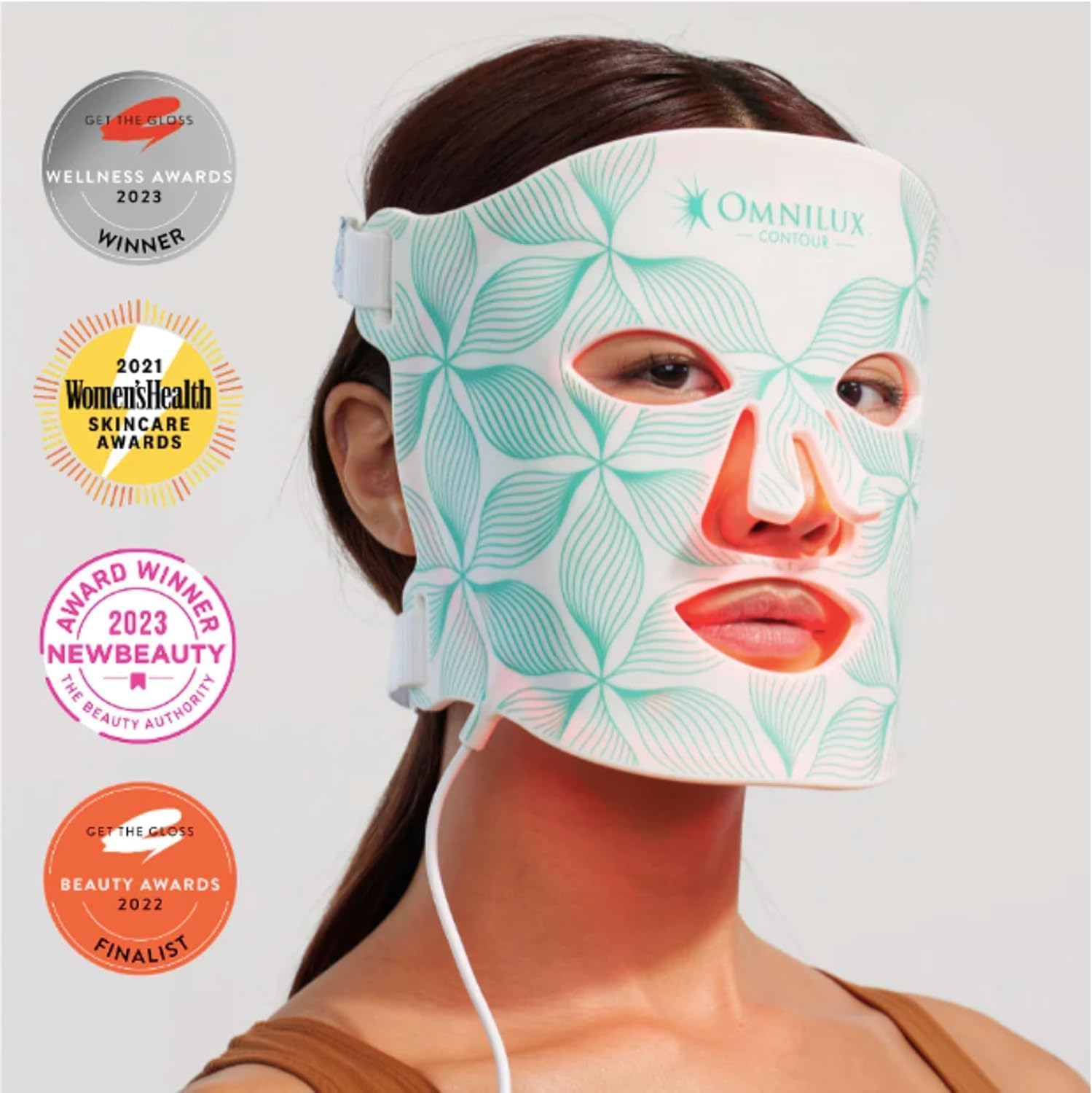 Omnilux Contour Face. Maschera per terapia della luce LED flessibile approvata dalla FDA. Trattamento di livello clinico professionale. Maschera terapeutica antirughe antietà