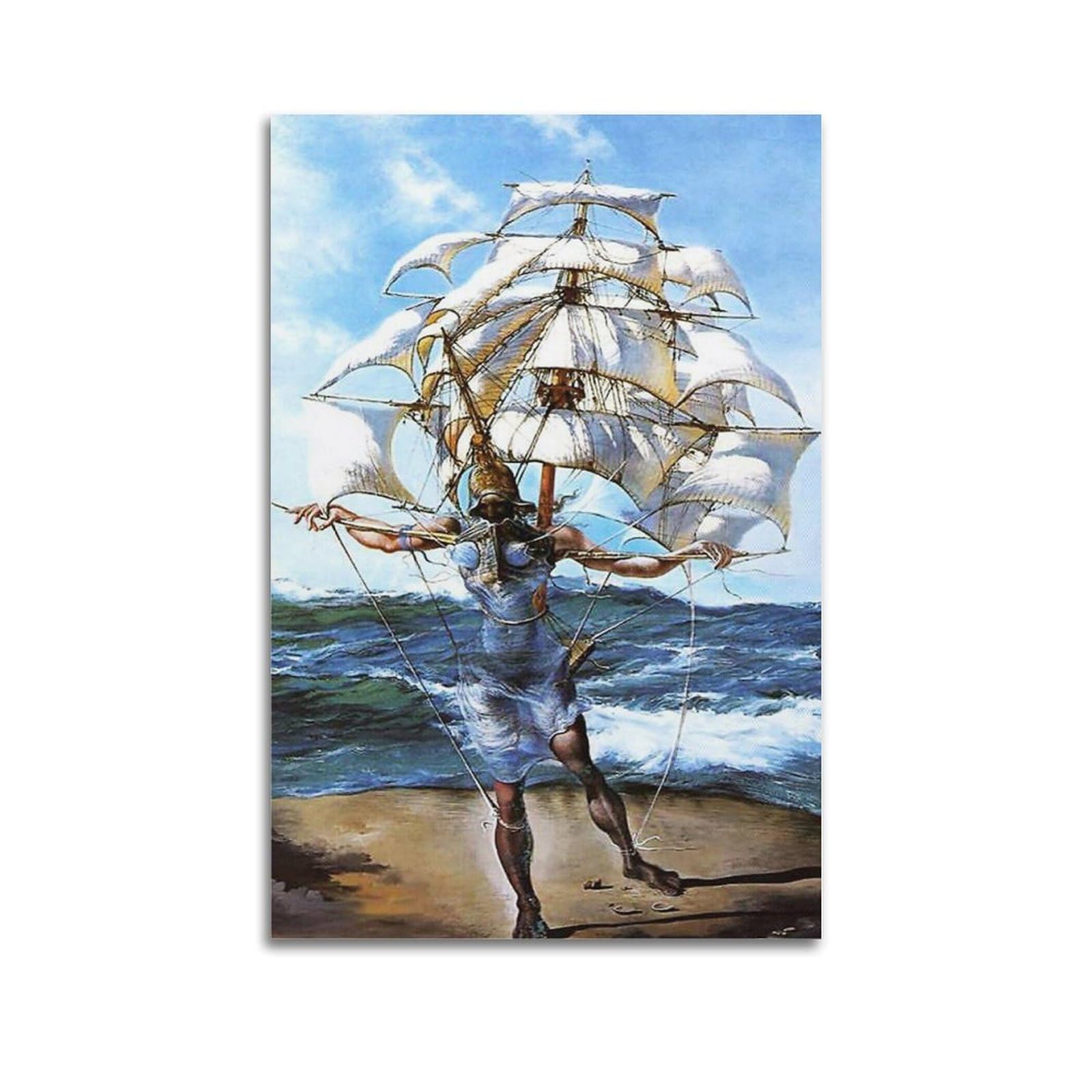 YMXSDIMDS The Ship by Salvador Dali Painting Art Posters Picture Print Canvas Wall Paint Arts Decor Modern Home Artworks Idea 16x24inch(40x60cm)