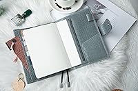 Vista 5 de Funda de planificador B6 con cremallera y gran bolsillo trasero, cuero con estampado de cocodrilo (Croc Steelblue)