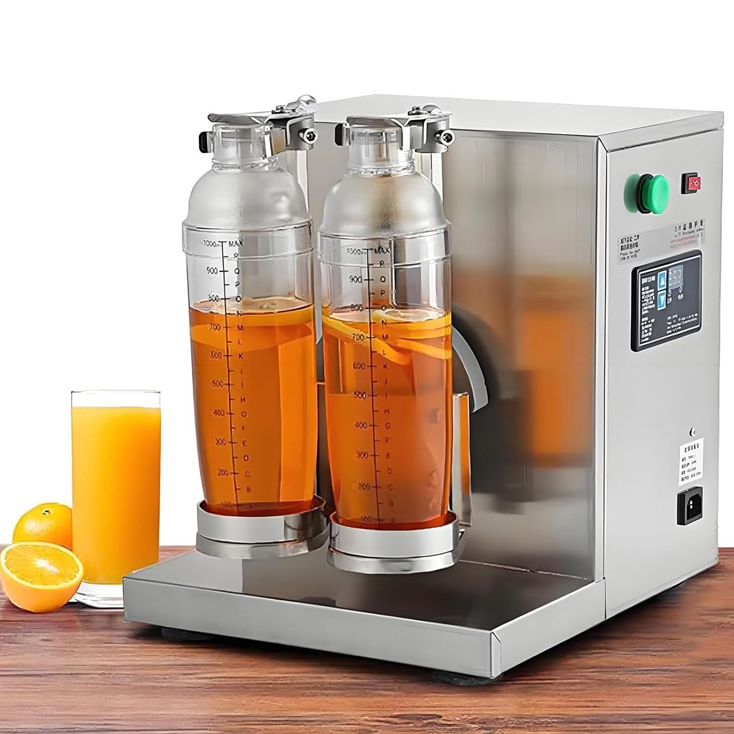 YMAOMAO 120W Electric Double Frame Milk Tea Shaker Machine, 340RPM Electric Milk Tea Mixer with Adjustable Cup Holder (350-1000ml) & 1-120s Timer, Stainless Steel for Bubble Tea Coffee