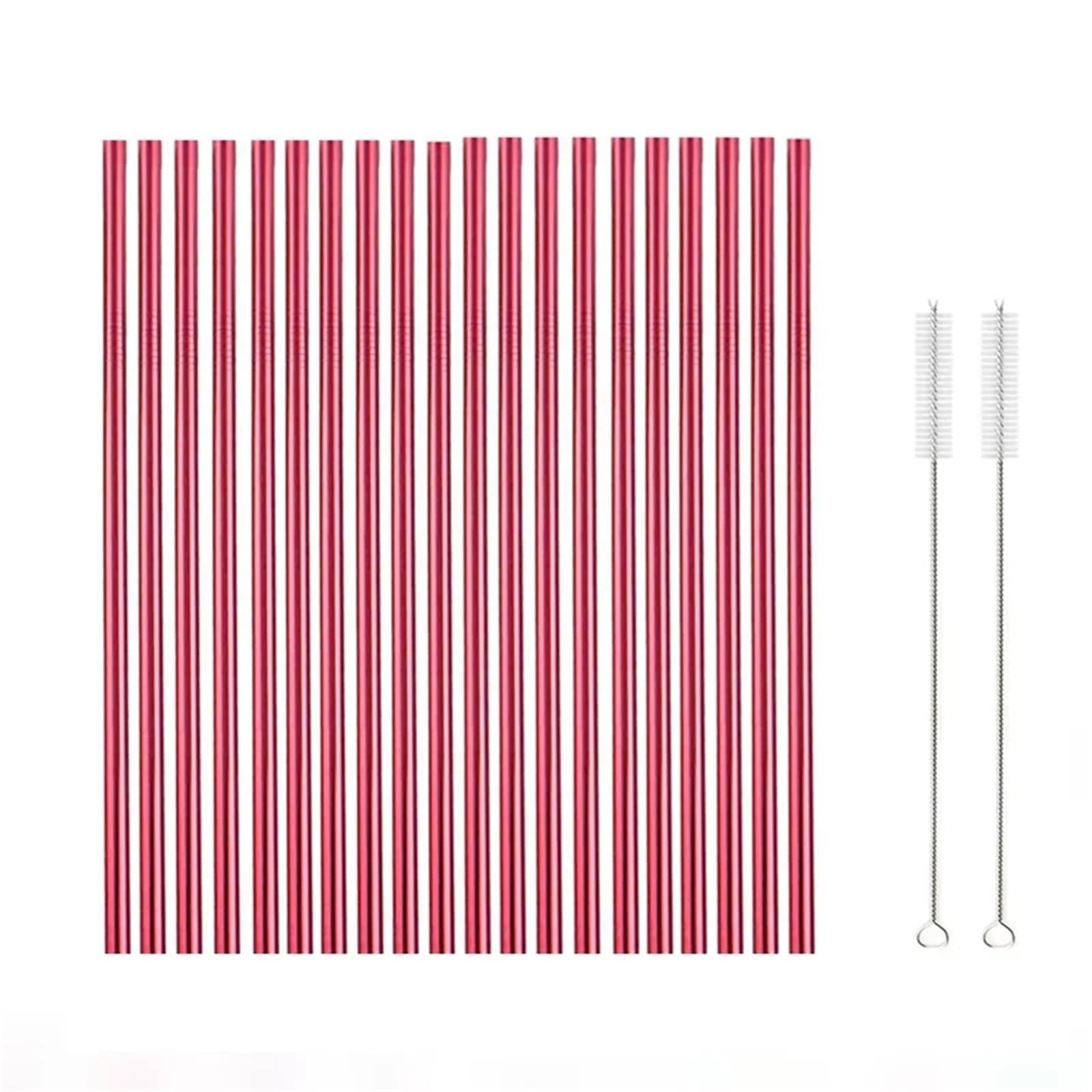 10 Farben Metall-Trinkhalme, 20 Stück, bunt, wiederverwendbar, 304 Edelstahl-Set mit 2 Bürsten