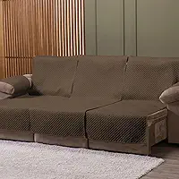 Capa Impermeável Para Sofá Retratil de 3 Lugares de 80cm Cada - 2,40m x 2,40m Com Bolso Organizador (Tabaco)