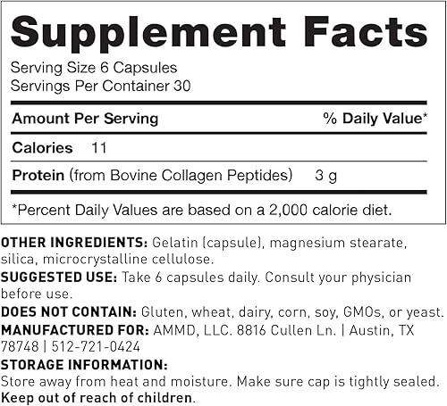 Miniatura 2 de Amy Myers - Cápsulas de proteína de colágeno 180  El mejor colágeno alimentado con pasto tipo 1 y 3 para cabello, piel y uñas, péptidos de colágeno