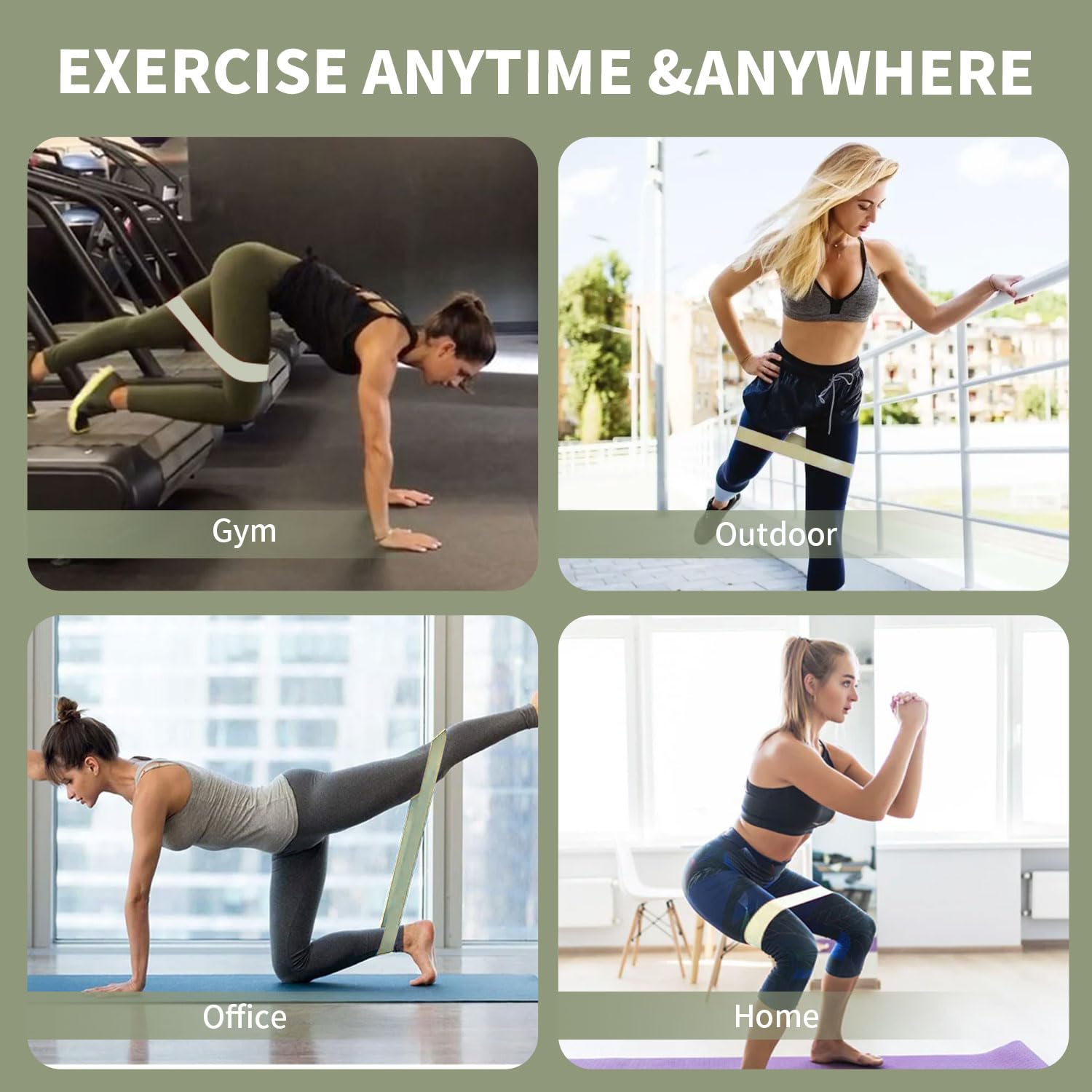 KANGFITER Bandas de Resistencia de Tela para Entrenar, Bandas Antideslizantes de 3 Niveles para Mujeres y Hombres, Juego de Bandas de Ejercicio para piernas y glúteos, Bandas elásticas de Cadera para