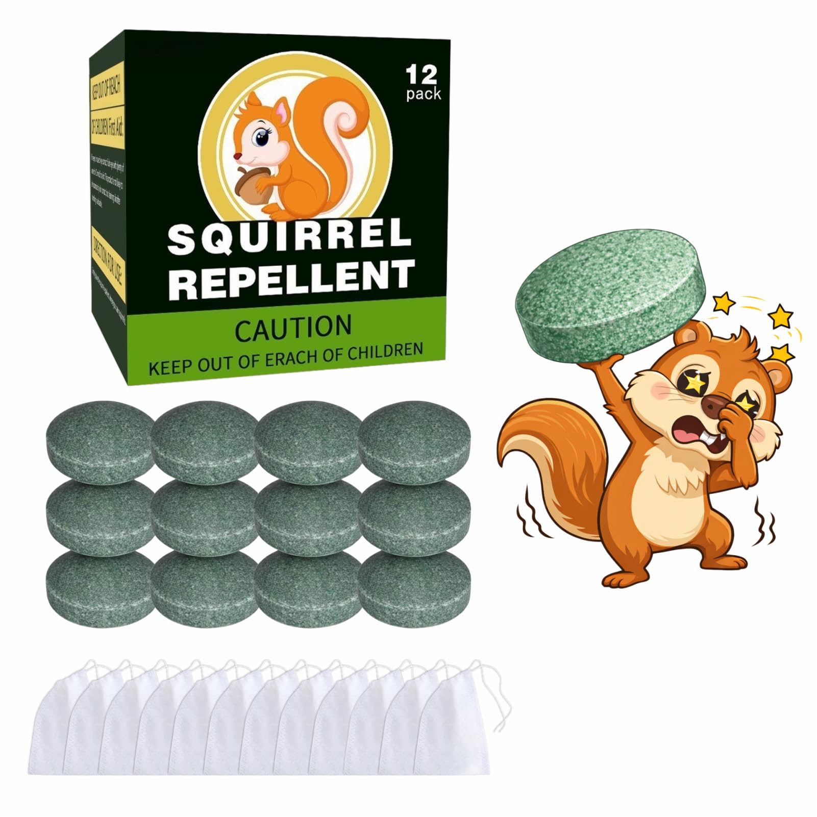 Animal Deterrent Balls 12 Pack Yard Outdoor Scent Repellent for Squirrel Mole Skunk Rabbit Garden Garage Attic Use (3)