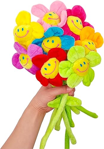 Miniatura 3 de KWAGOCAR Paquete de 8 alzapaños de felpa artificial con hebilla de cortina – Linda flor de sol, cara sonriente grande con tallos de margaritas