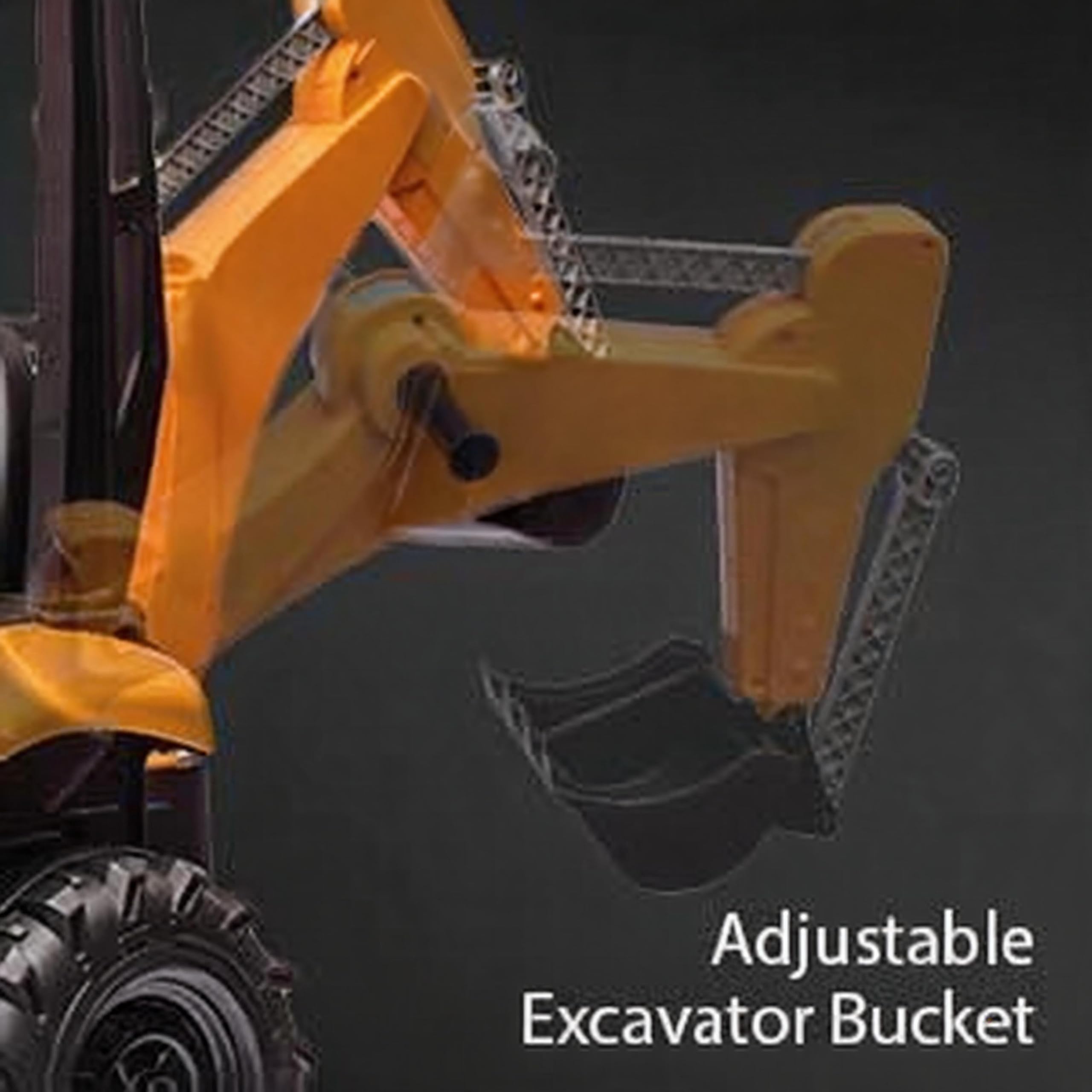 Garvee Escavatore Elettrico per Bambini 12V 4-in-1 con Doppio Motore | Trattore Escavatore con Ruspa, Benna Frontale, Tetto Rimovibile, Telecomando, Velocità 2–4 km/h, per Bambini 3+ Anni, Giallo