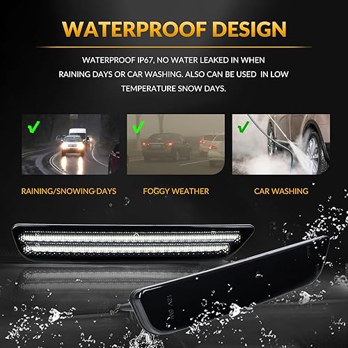 Miniatura 3 de Luces LED de marcador lateral parachoques delantero guardabarros blanco lámparas de estacionamiento para 2010-2014 Ford Mustang 2 piezas, lente