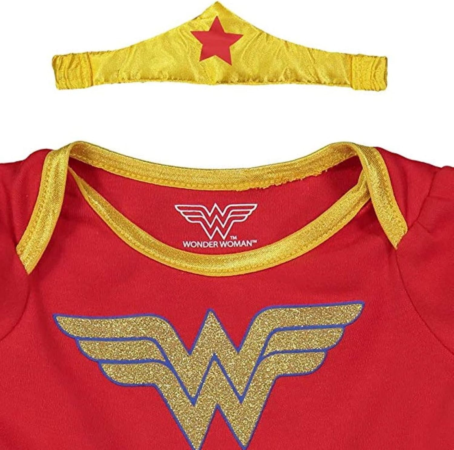DC Comics Justice League Wonder Woman Baby Girls Cosplay Costume Bodysuit Cape and Headband Newborn to Infant